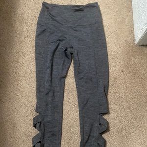 Grey leggings with bottom cutouts